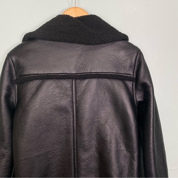 Jonathan Simkhai Windsor Vegan Sherpa Biker Coat Black Braided Long Length‎ XS - Picture 8 of 12